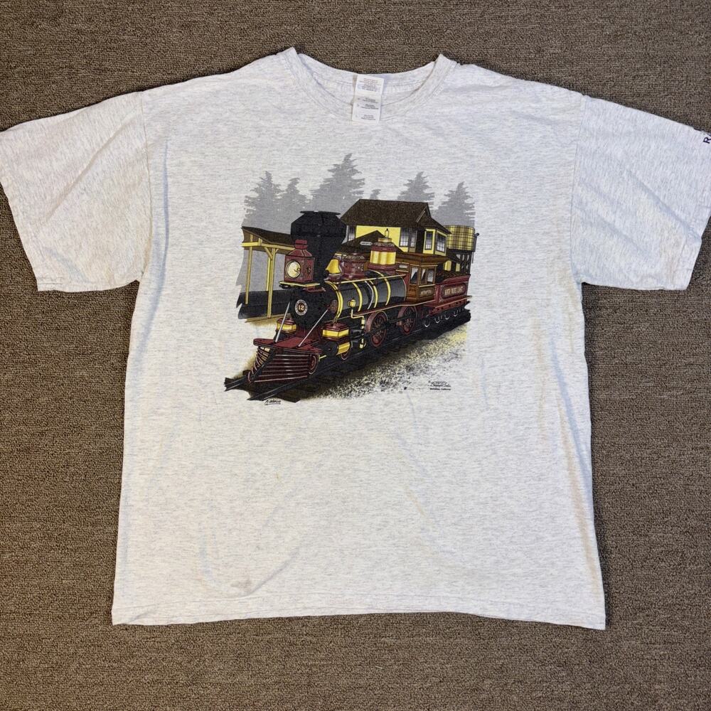 Train Railroad Museum California T-shirt Gray Large Collector 22x26